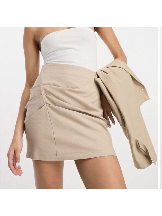 ASOS Dresses & Skirts - ASOS DESIGN Ruched Mini Skirt Stone size 2-NWT